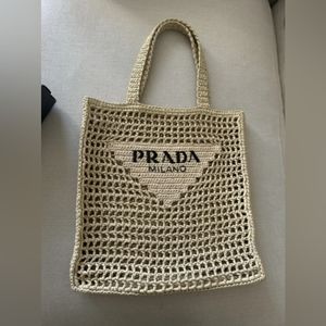 Prada Beige Raffia Crochet tote bag